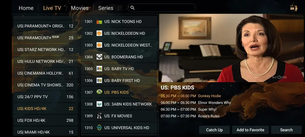 Vista previa de la interfaz IPTV Fiesta 4